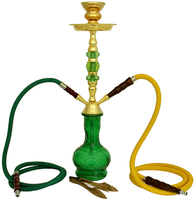 Кальян SUPER HOOKAH 50 см 2 шланга шахта из зелёного гранёного стекла