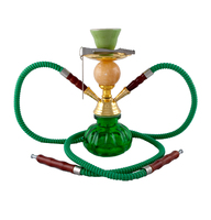 Кальян SUPER HOOKAH 26 см 2 шланга зелёная стекл. колба