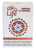 Безникотиновая смесь для кальяна Life 50г клубника со сливками