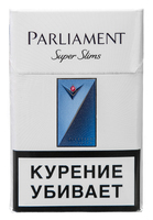 Сигареты PARLIAMENT Super Slims Смола 4 мг/сиг, Никотин 0,4 мг/сиг, СО 3 мг/сиг.