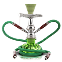 Кальян SHISHA 26 см 2 шланга зелёная стекл. колба