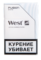 Сигареты WEST Fusion White Смола 3 мг/сиг, Никотин 0,3 мг/сиг, СО 3 мг/сиг.