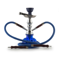 Кальян HOOKAH 26 см 2 шланга синяя стекл. колба