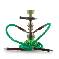 Кальян HOOKAH 26 см 2 шланга зелёная стекл. колба